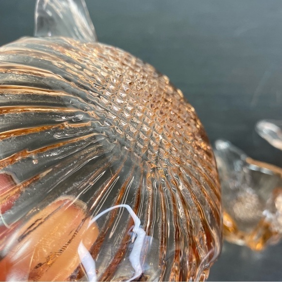 Vintage Art Glass Nesting Swans Made in Italy Salmon Amber Bowl Trinket Dishes - Picture 10 of 16